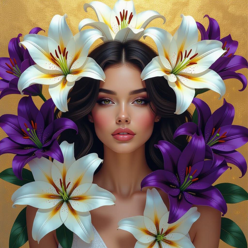 Gilded Lilies: A Surreal Picasso-Inspired Vision