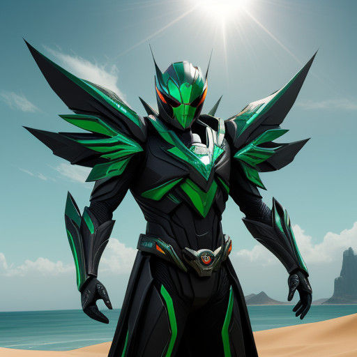 Surreal Were-Mantis Kamen Rider in a Sea of Shifting Sands