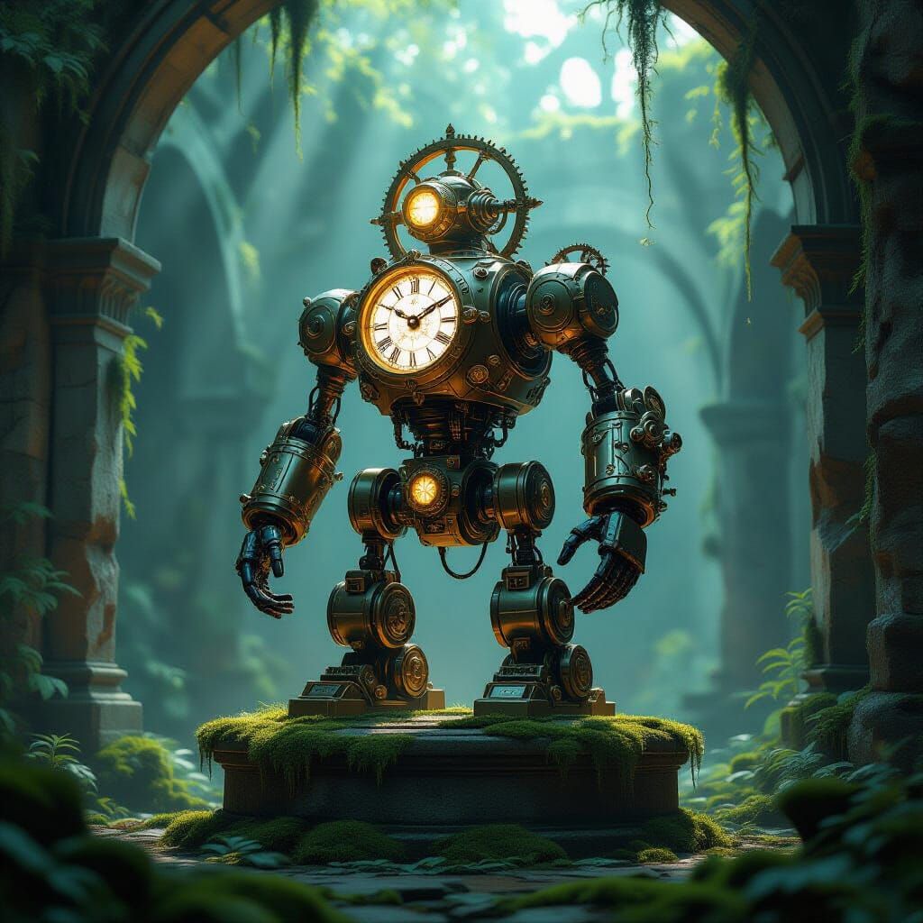 Steampunk Automaton in Ancient Ruins