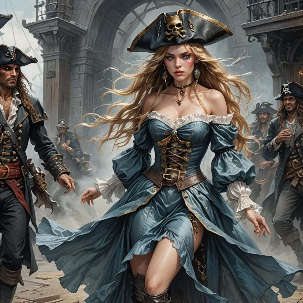 Pirate Girl Dancing, Sinister Fantasy Art