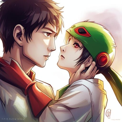 Superhero and Cassowary in Anime Style