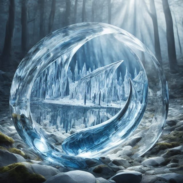 Glass Moon Sculpture in Alaskan Glacial Cave