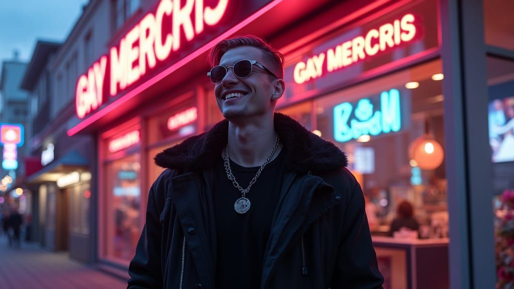 Confident Romanian-European Man Embracing Futuristic Style