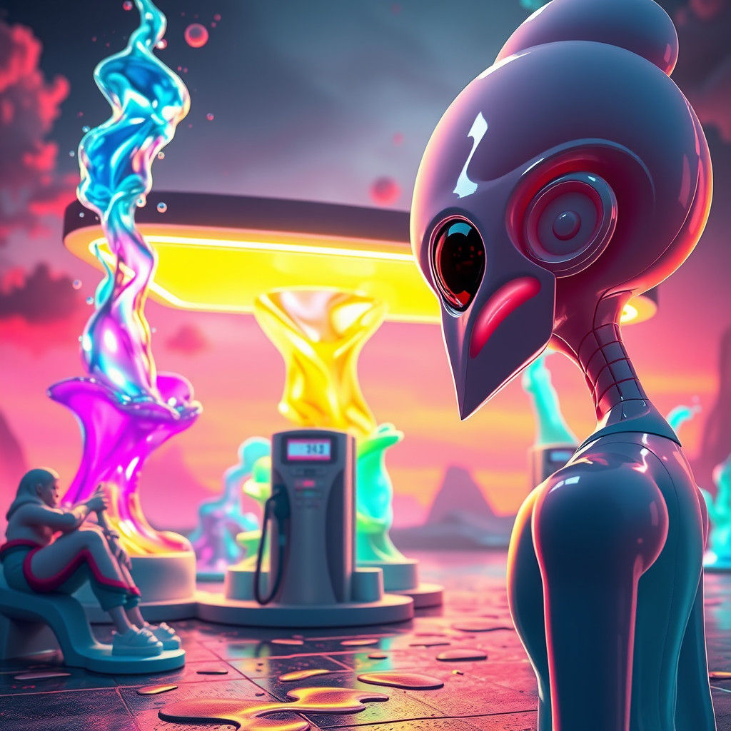 Futuristic Gas Station for Extraterrestrials: 3D Render