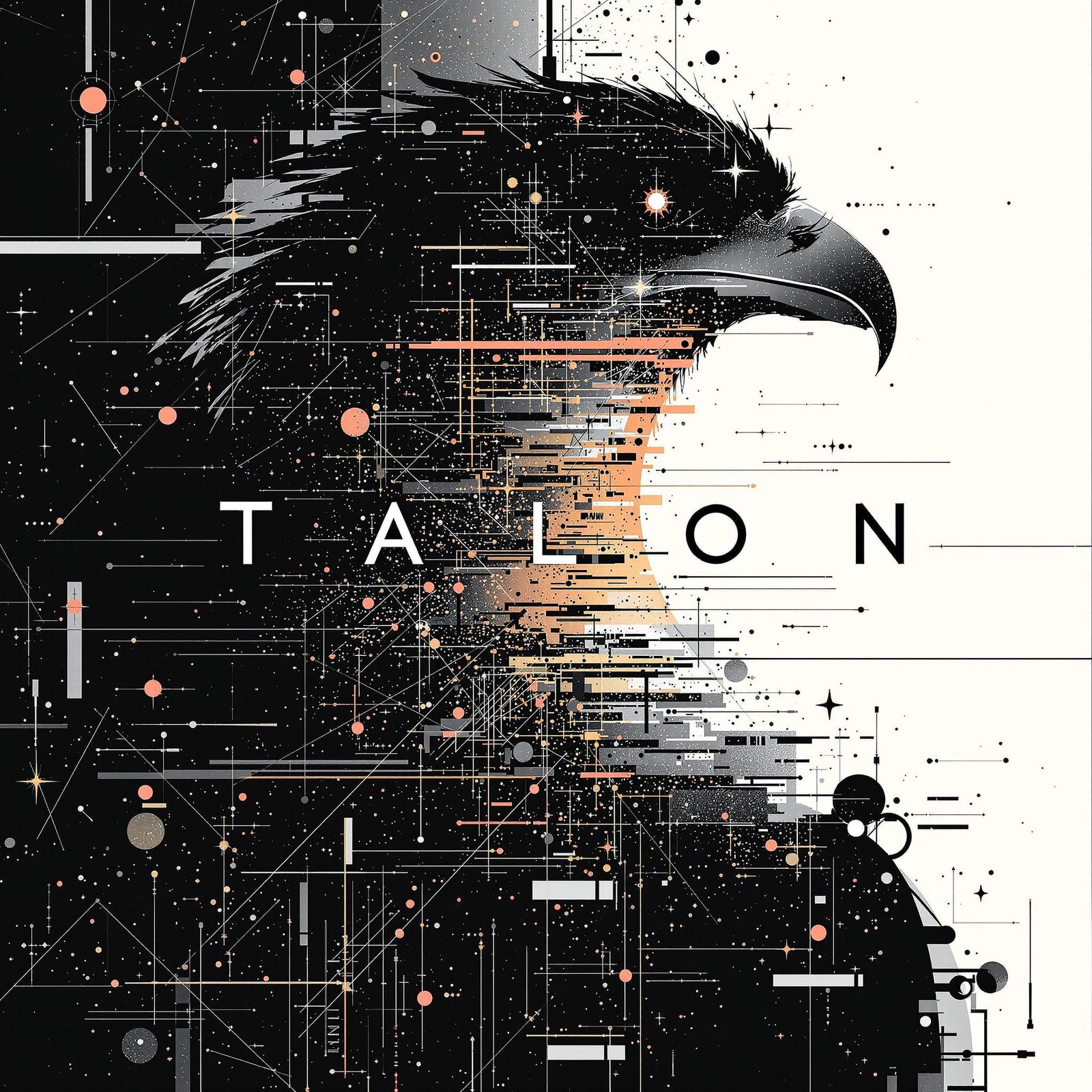 Abstract Bird with Glitch and Constellation