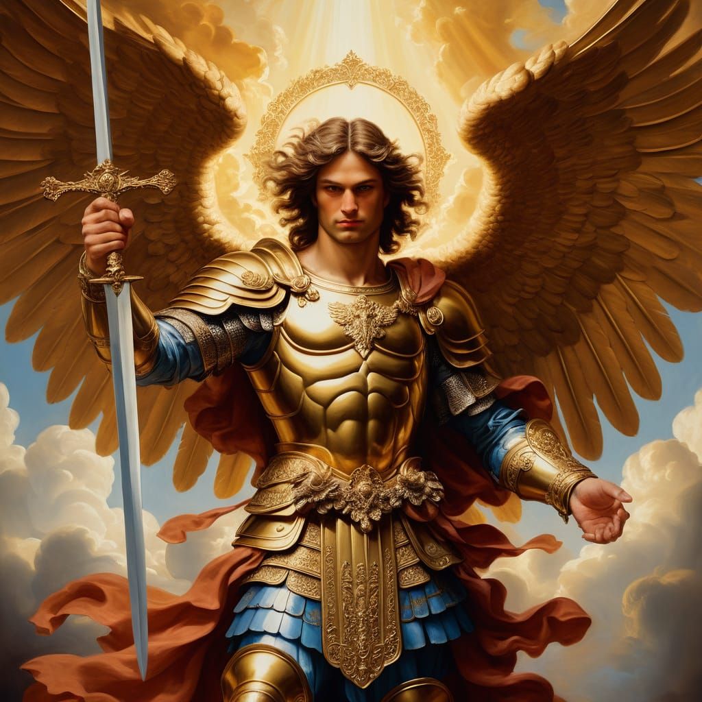 Archangel Michael in Baroque Style Oil Painting