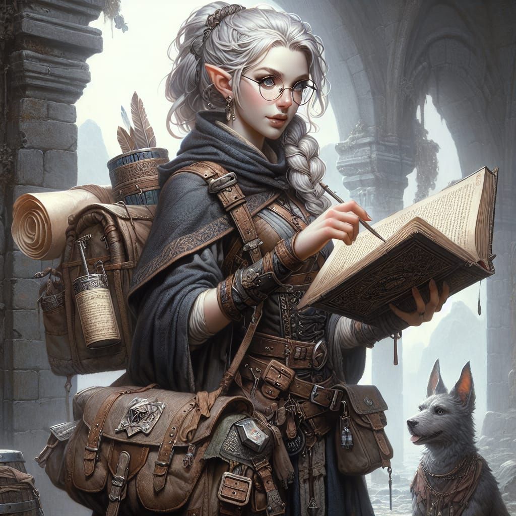 Half-Giant Archivist Adventuring in Ancient Ruins