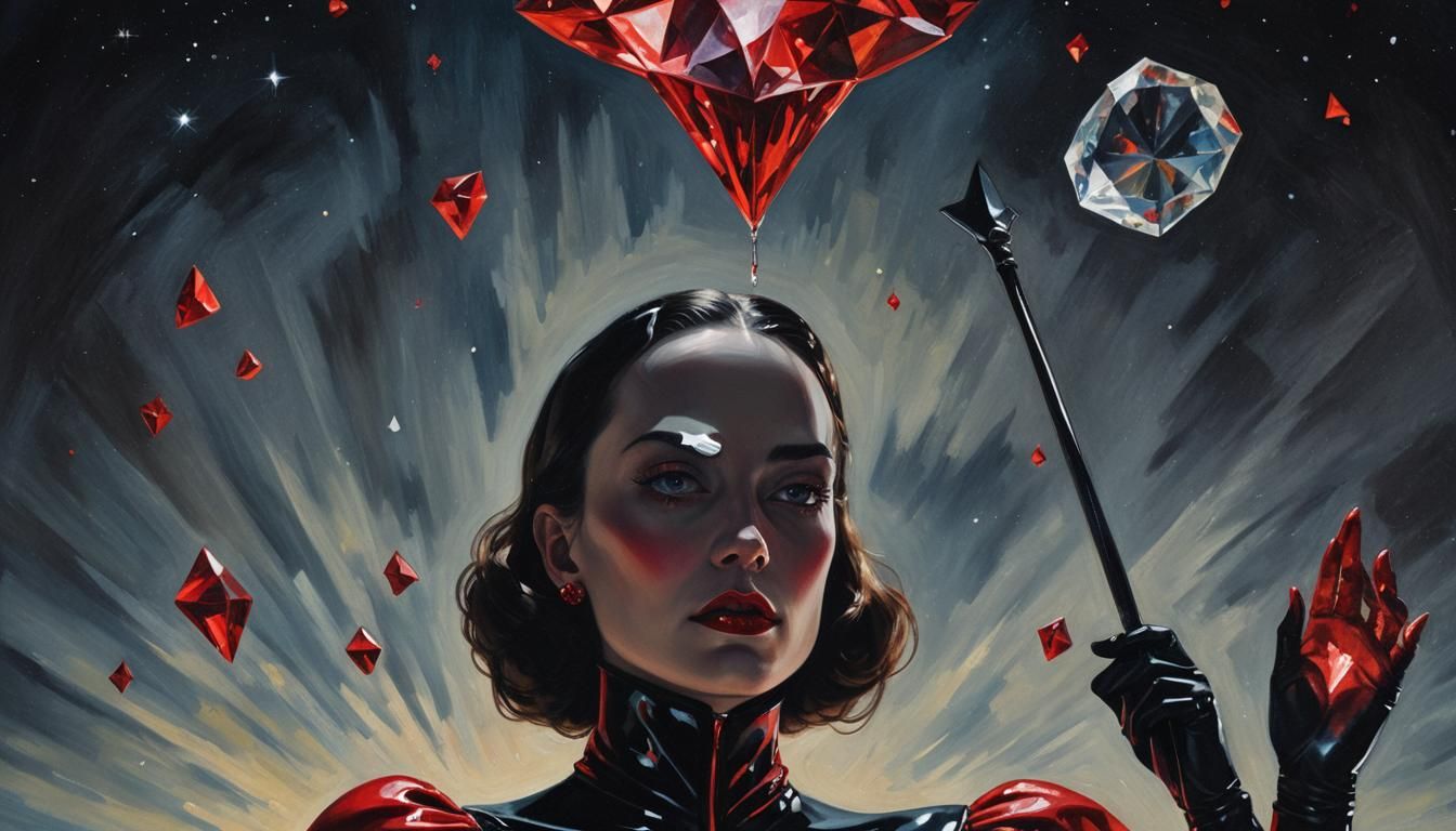Surreal Princess with Crystal Spade in Oil Painting Style