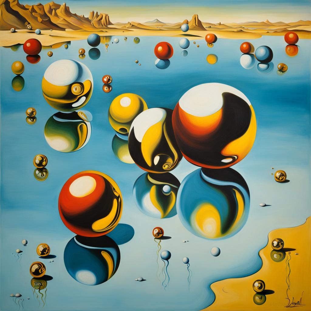 Surreal Melting Orbs in Salvador Dali Style