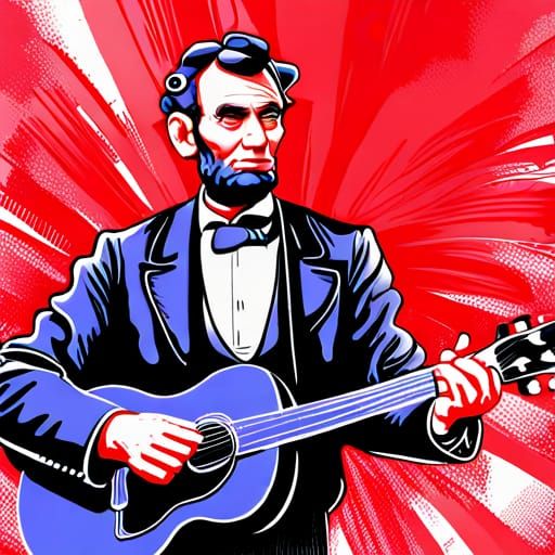 Abraham Lincoln with his hat playing a guitar solo at Coache...