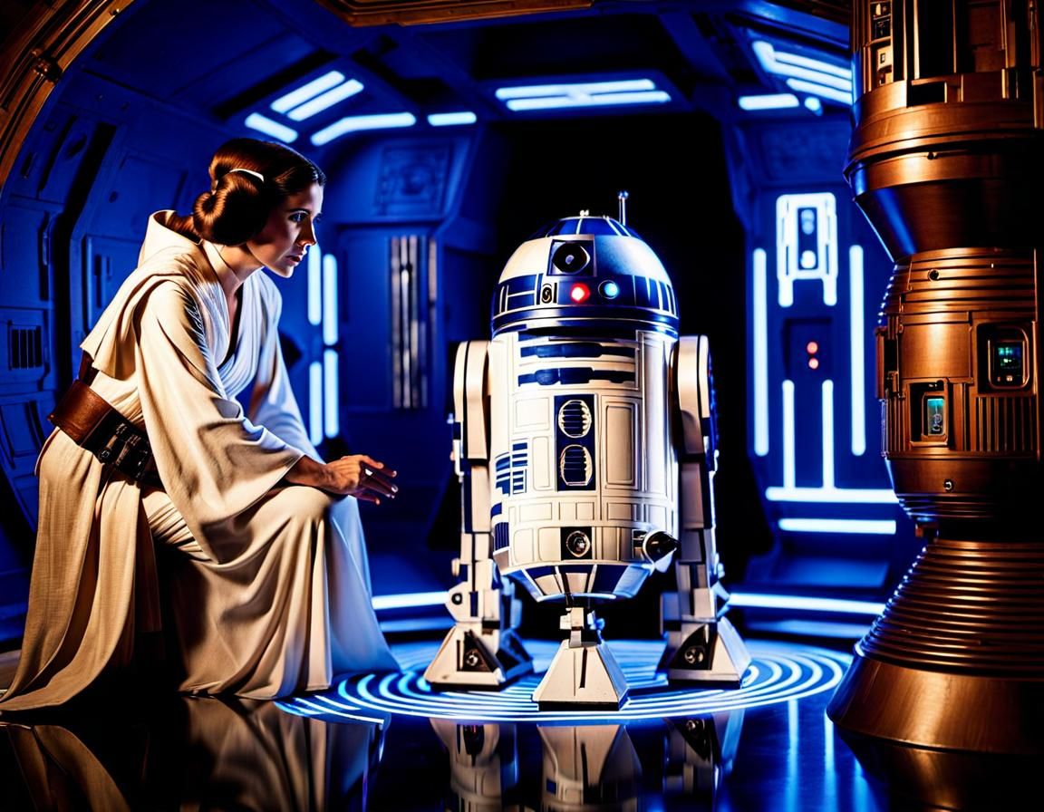 R2-D2 Projecting Princess Leia Hologram on Tatooine