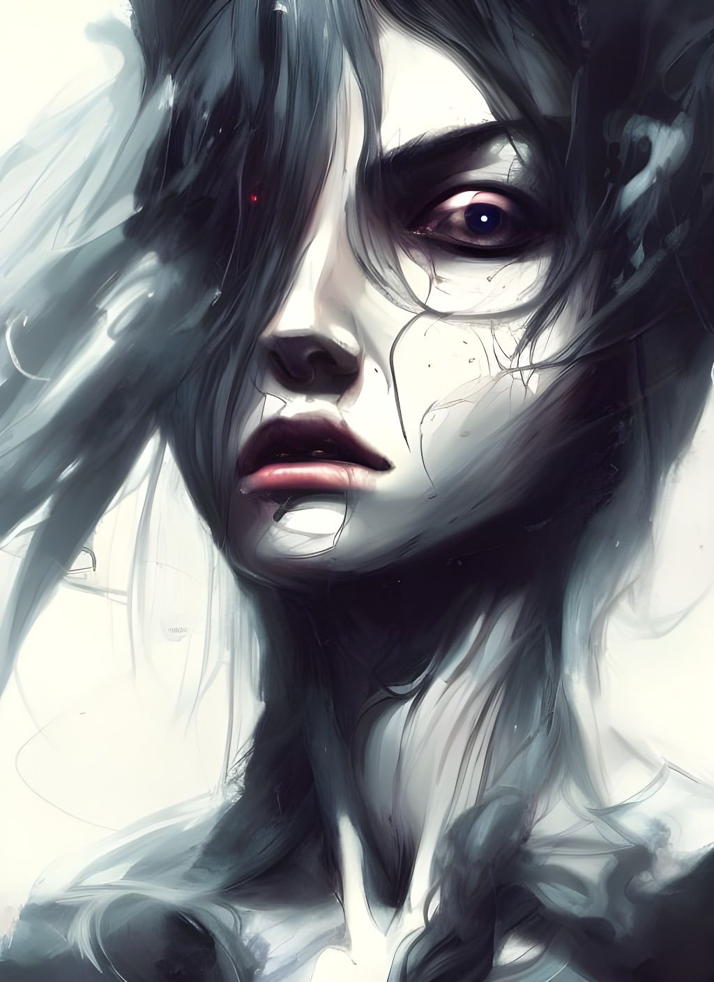 Cosmic God Portrait in Bleak, Detailed Illustration