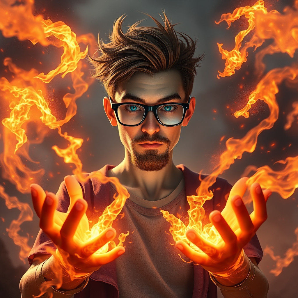 Man with Flaming Hands: A Matte Painting