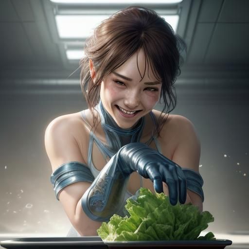 Woman Prepares Kimchi Ingredients: Hyperdetailed Portrait