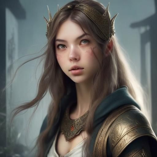 Asian-Inspired Greek Priestess in Digital Matte Painting