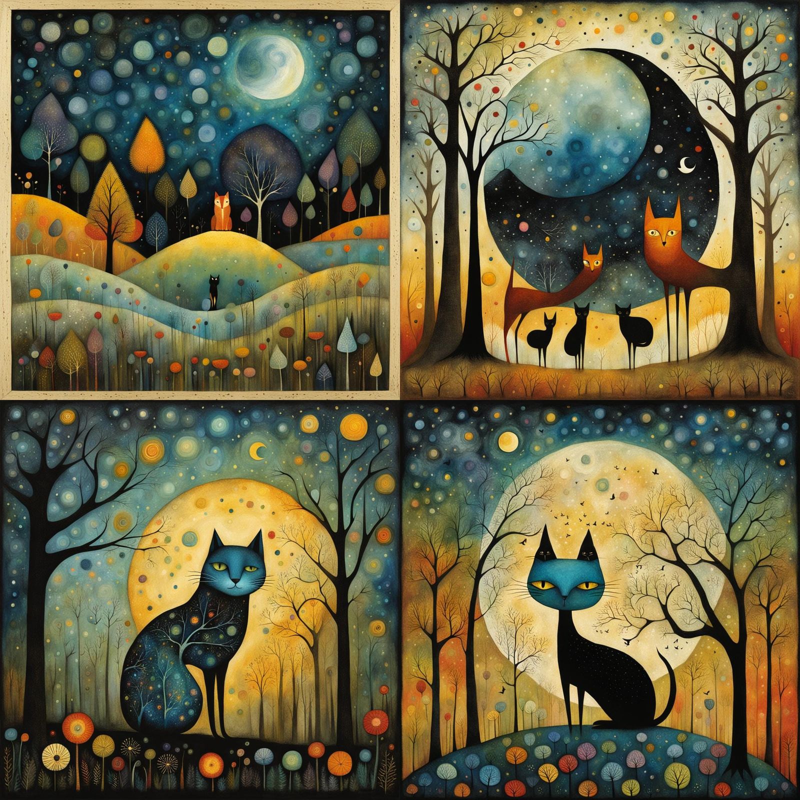 Colorful Abstract Cats Inspired by Whimsical Art