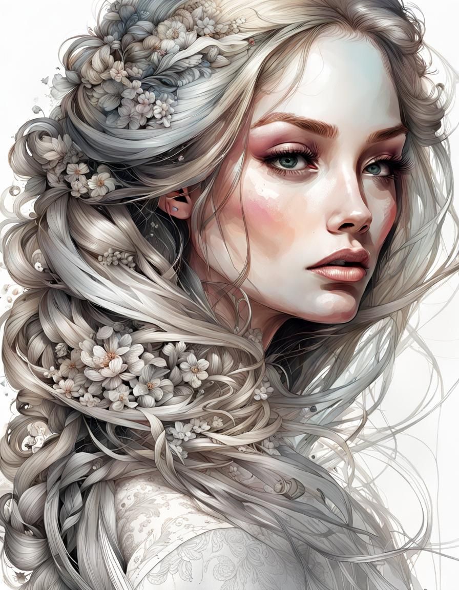 Detailed Portrait of a Windswept Bride