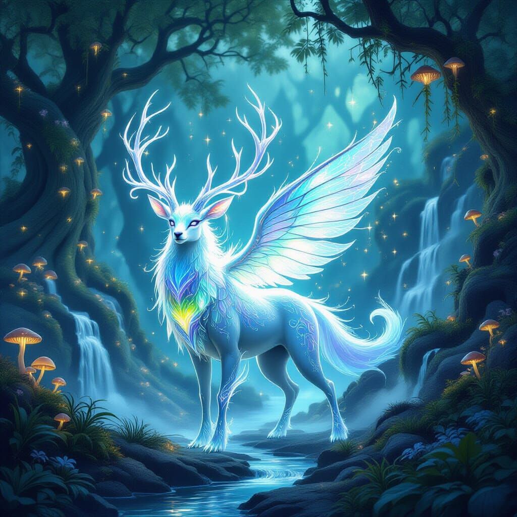 Ethereal Forest Guardian with Bioluminescent Glow