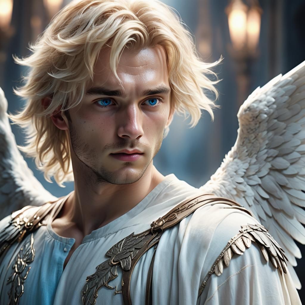 Handsome Angel Portrait in Ethereal Digital Painting