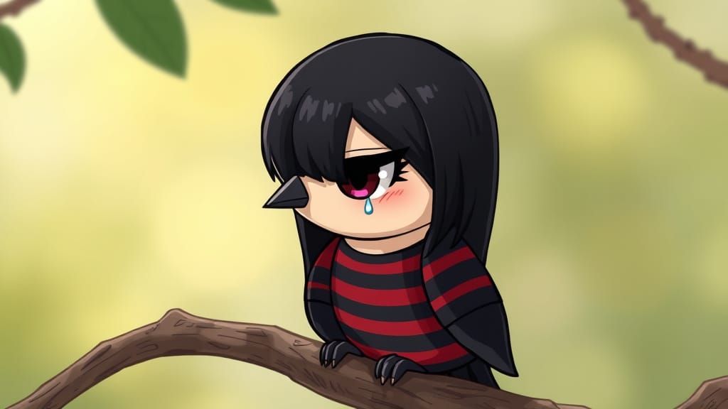 Emo Bird Sits Alone in the Trees