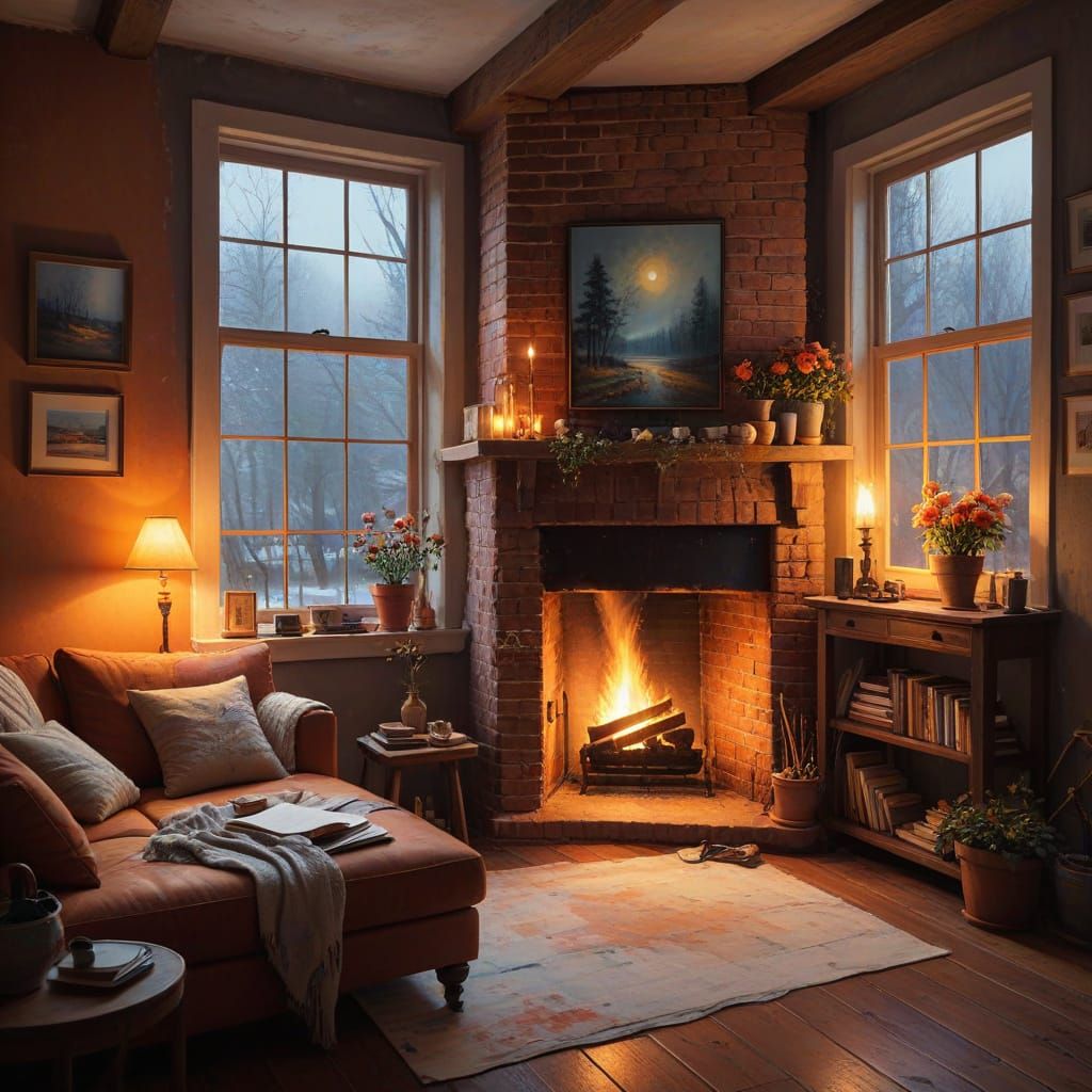 Cozy Artist Studio Concept Art in Vibrant Oil Style