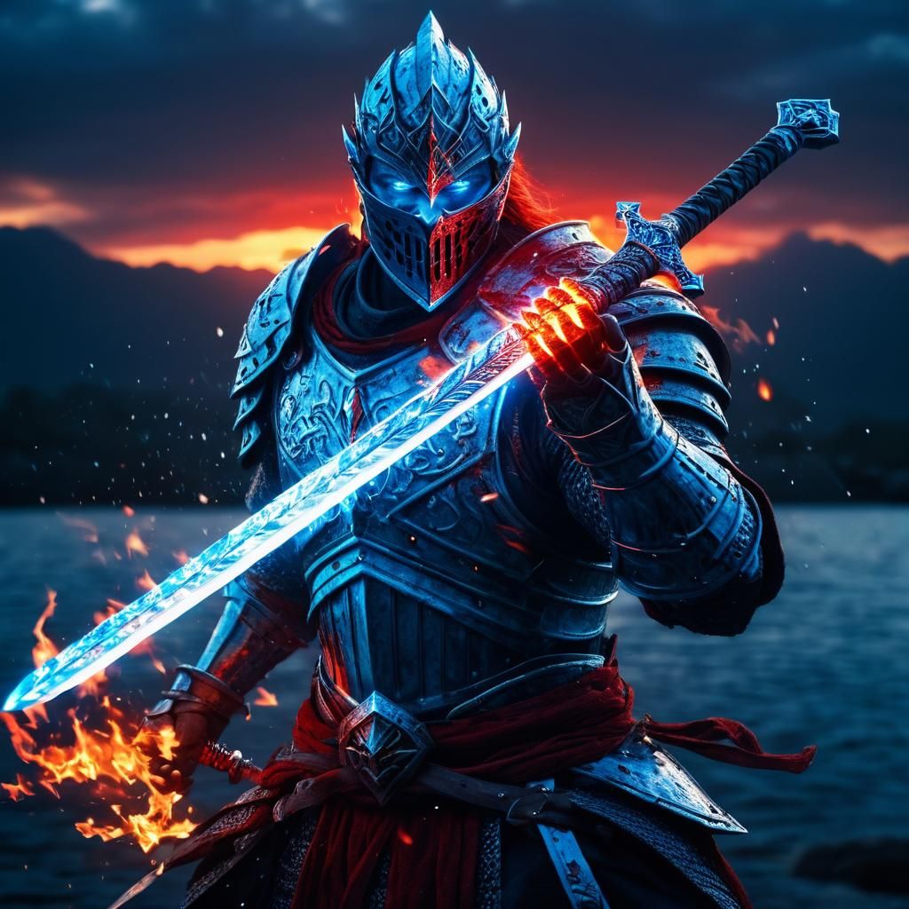 Elemental Knight Warrior with Diamond Sword