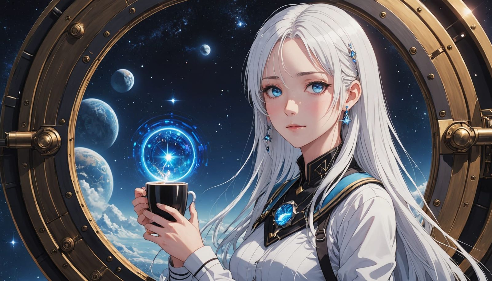 Cyberpunk Girl in Ruined City During Winter Storm