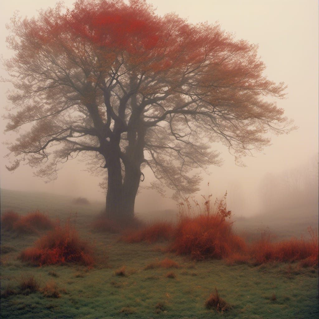 Misty Rural Scene in Photorealistic Style