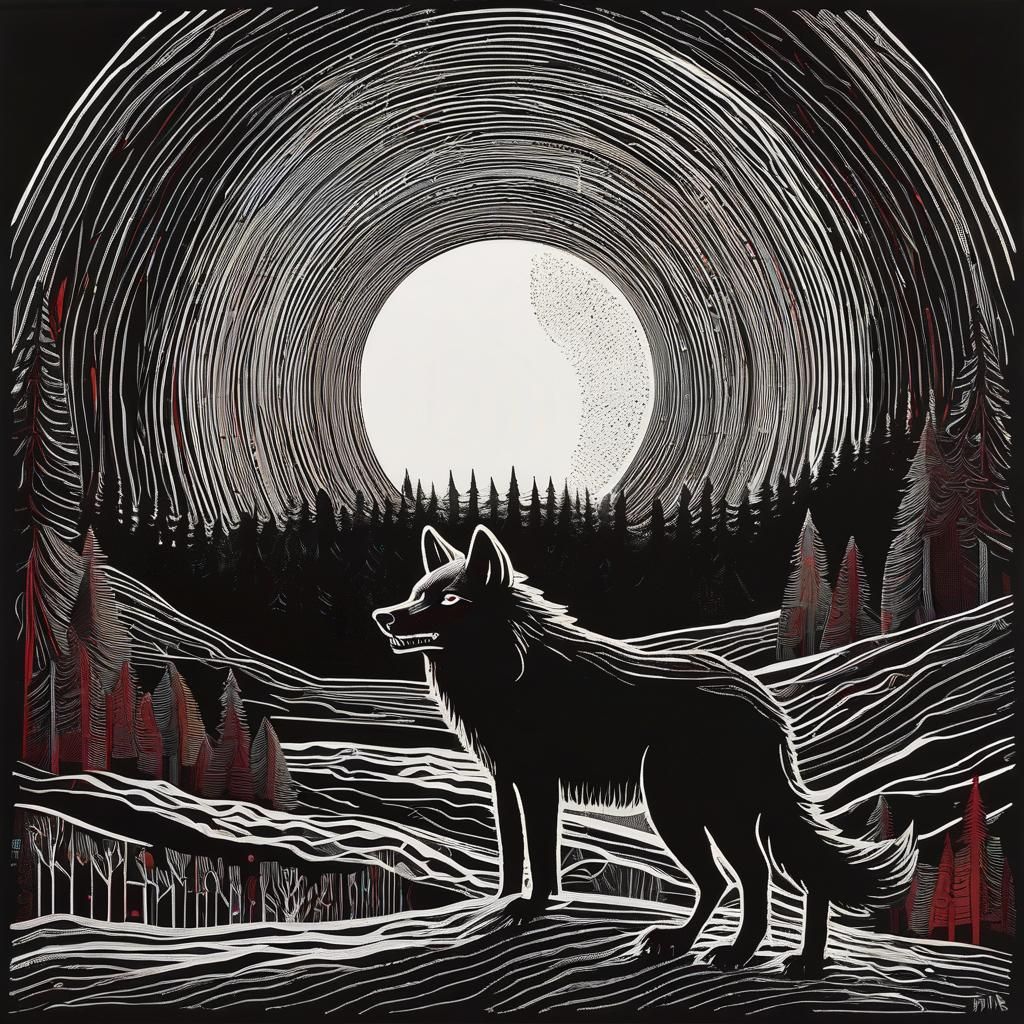 Werewolf in Abstract Expressionist Style