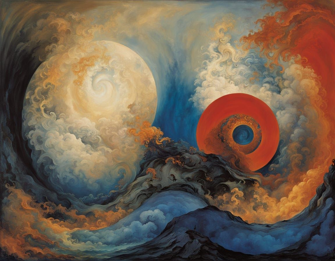 Elemental Being Transforms into Stormy Landscape