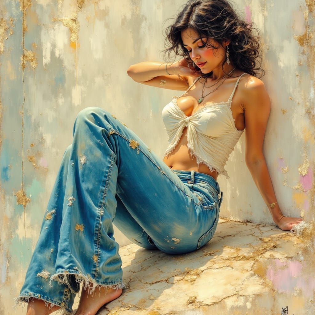 Blue Jean Dancer in a Colorful Dreamscape