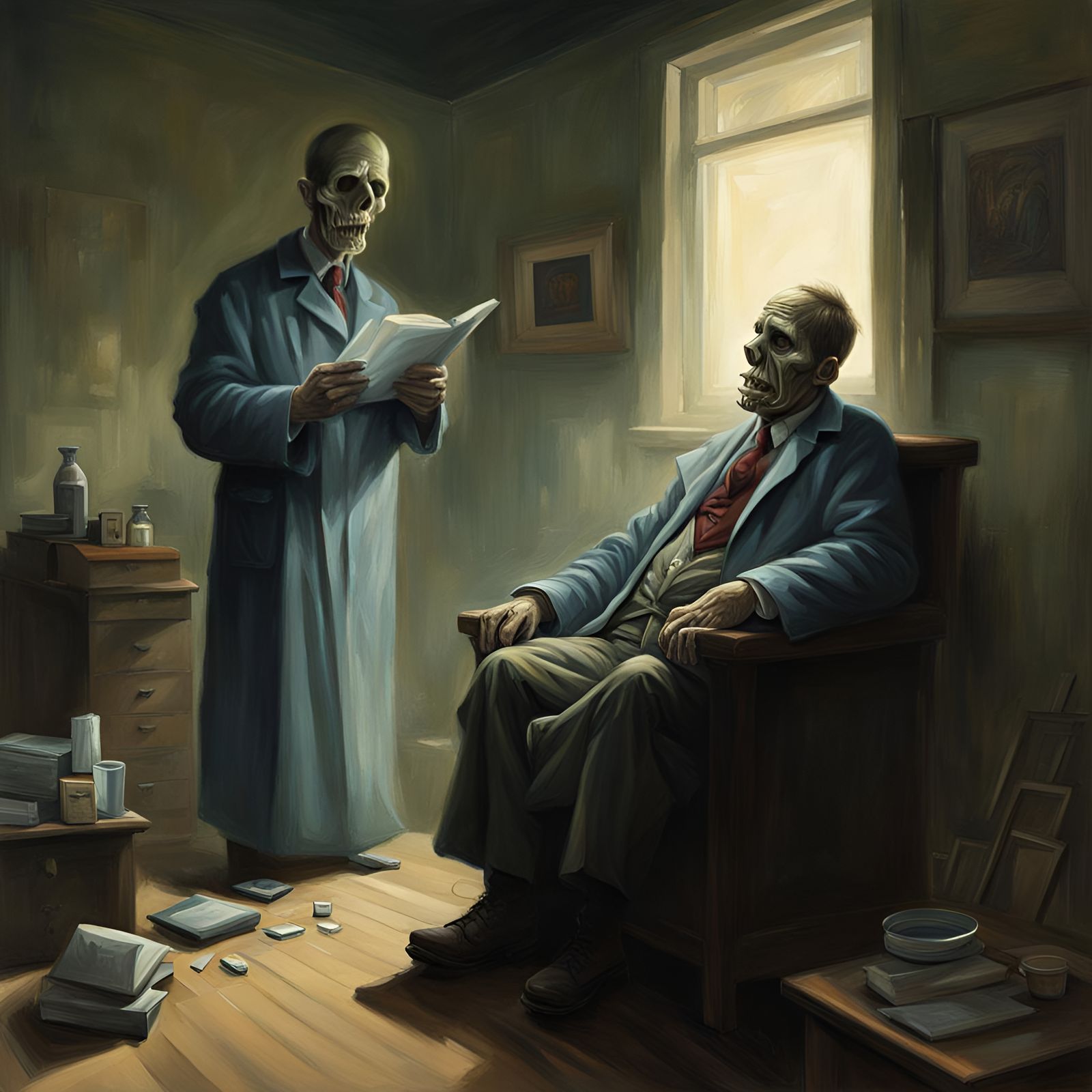 Sinister Portrait of a Man in Dark Fantasy Style