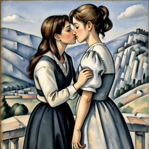 The Kiss: A Cézanne-Inspired Embrace