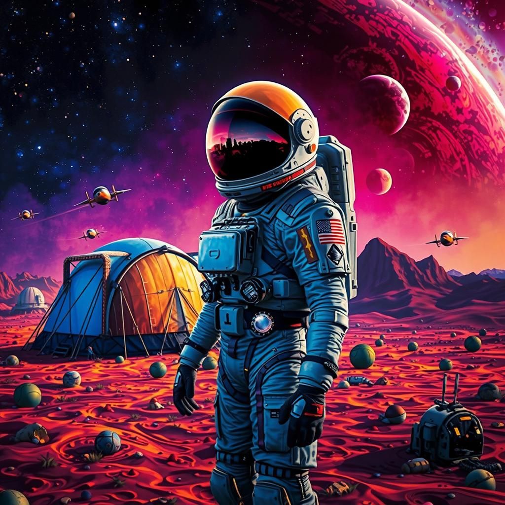 Whimsical Space Camp Postcard in Fairy-Tale Style