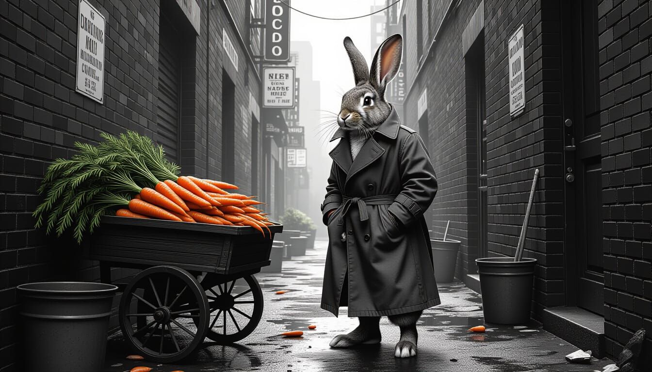 Rabbit Vendor in Noir Alley Sketch