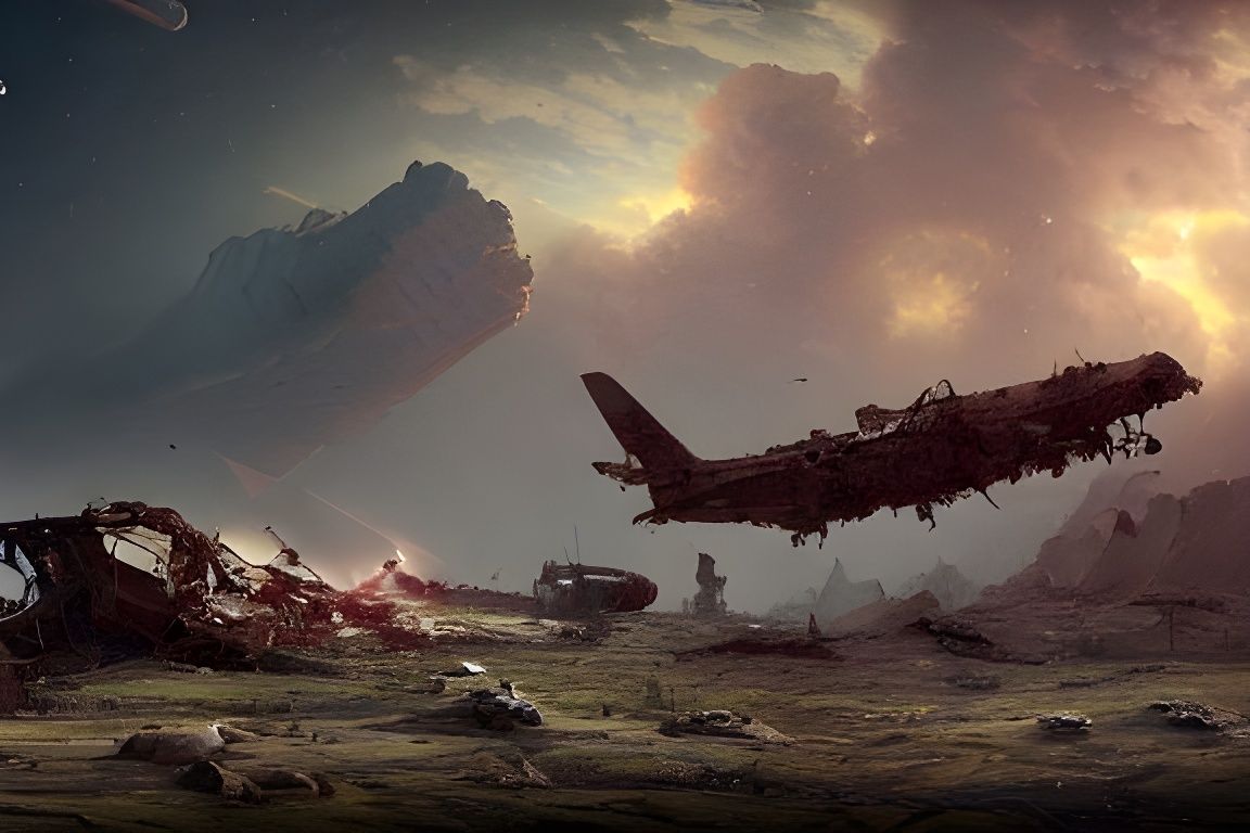 Post-Apocalyptic Crashed Planes on Distant Planet