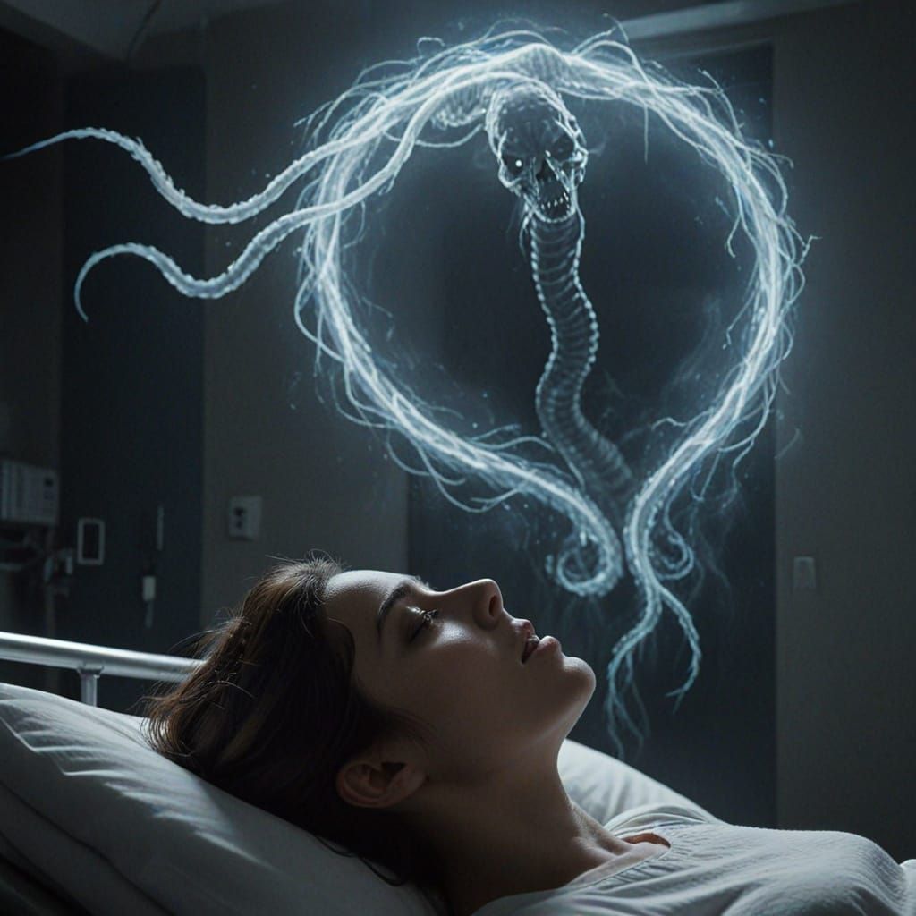 Spectral Serpent Haunts Hospital Bed in Cinematic Concept Ar...