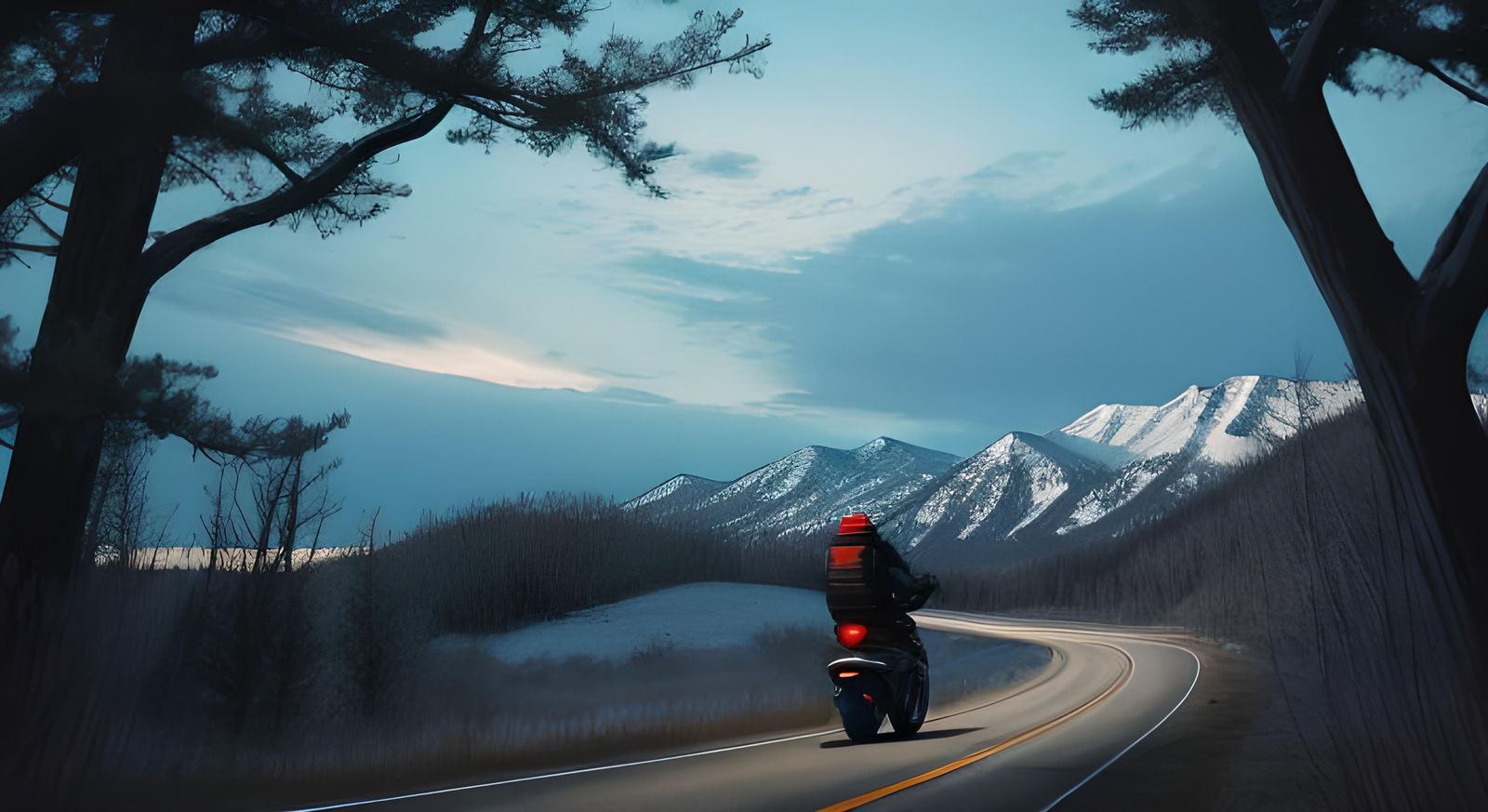 Motorcycle Journey Across Open Plains Landscape