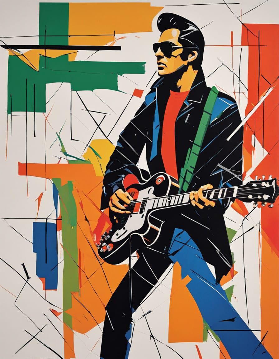 Elvis Presley in Cyberpunk Art Style