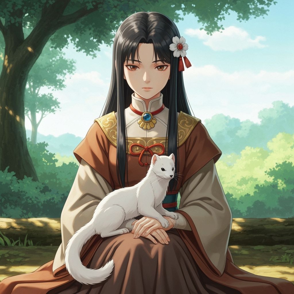 Lady with Ermine Portrait in Studio Ghibli Anime Style