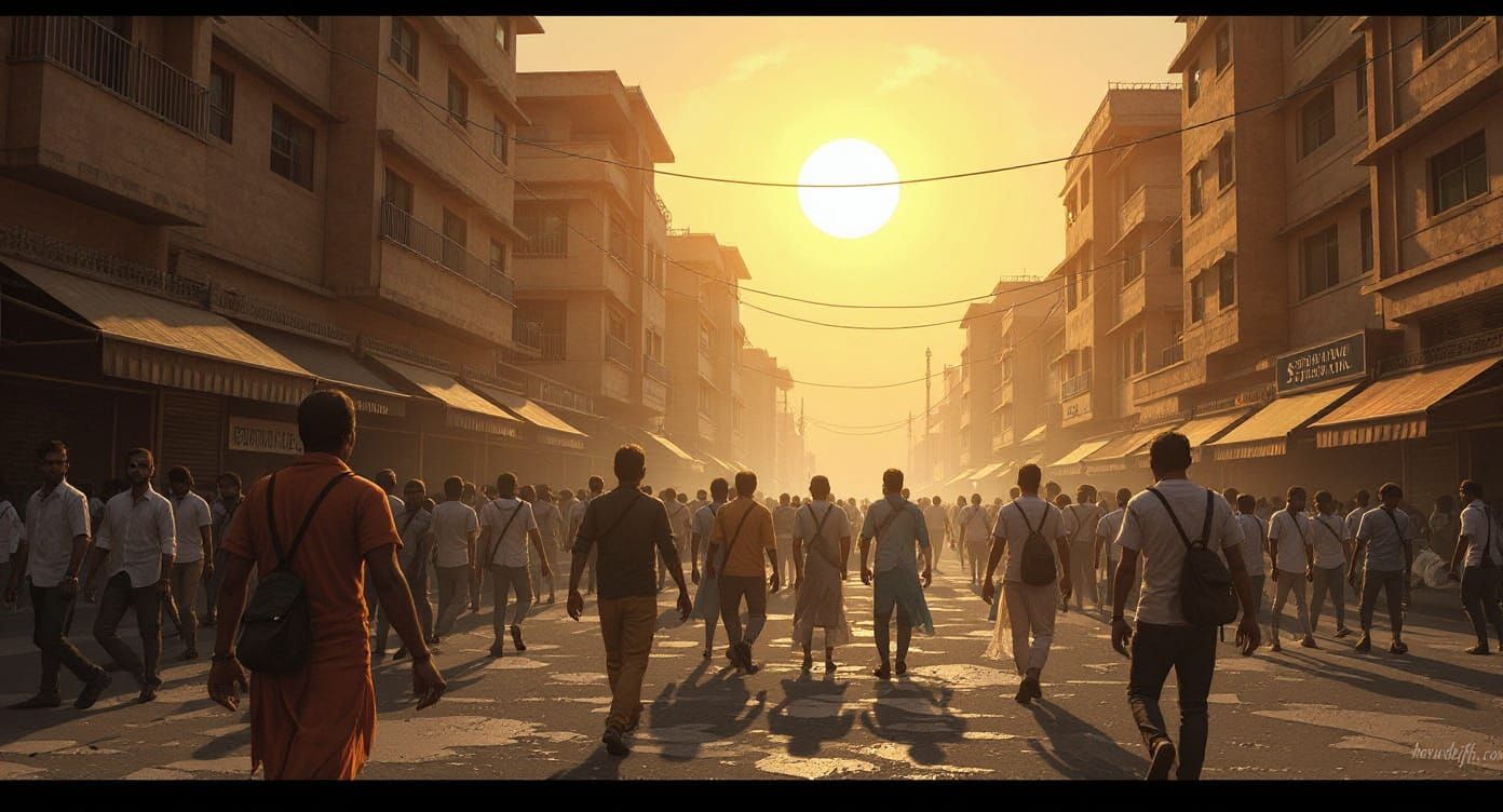 New Delhi Street Scene in Gritty Dystopian Style