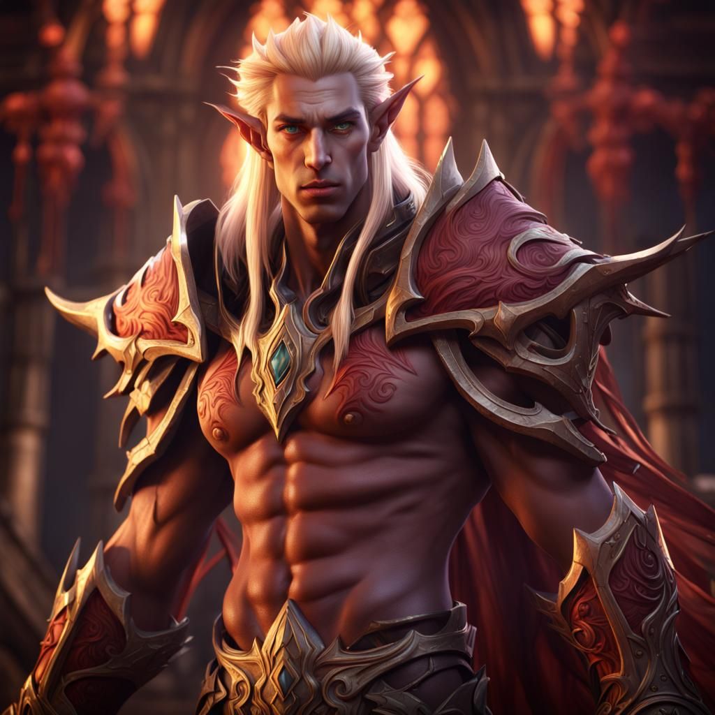 Detailed Blood Elf Male Fantasy Concept Art