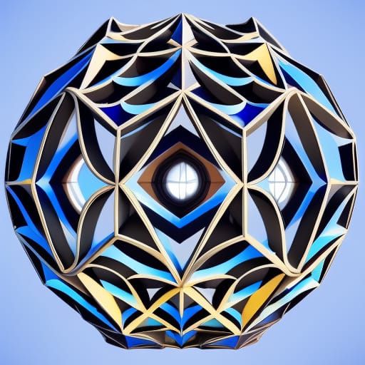 Octagon Sphere: Detailed Geometric Blueprint in Matte Painti...