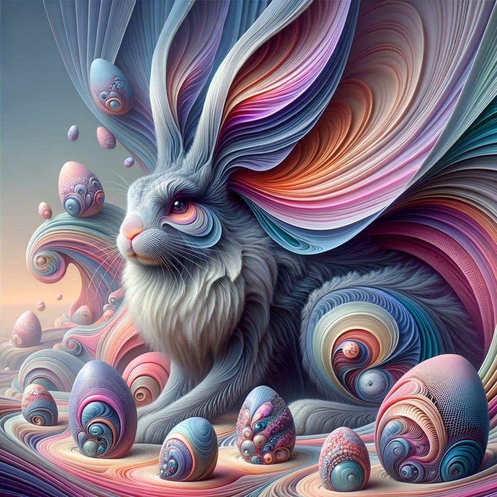 Surreal Easter Landscape in Cyberpunk Aesthetic