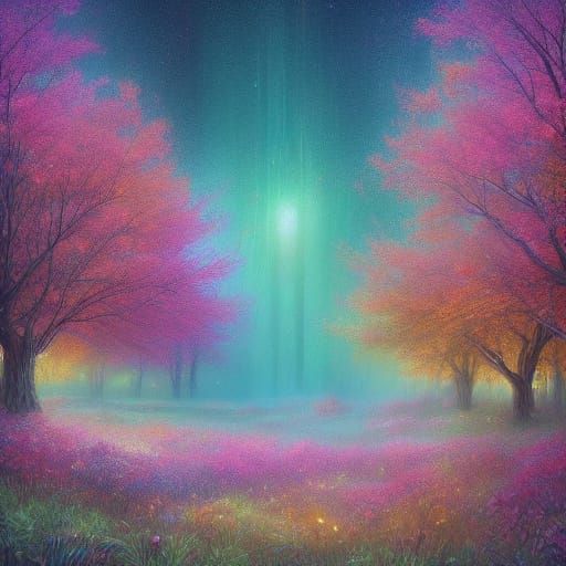 Red Tulip Field Under Blue Sky in Impressionist Style