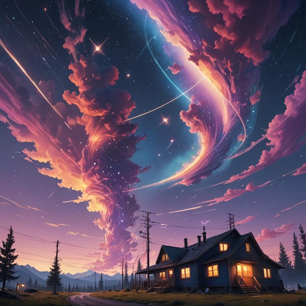 Colorful Starry Sky Matte Painting in Unreal Engine