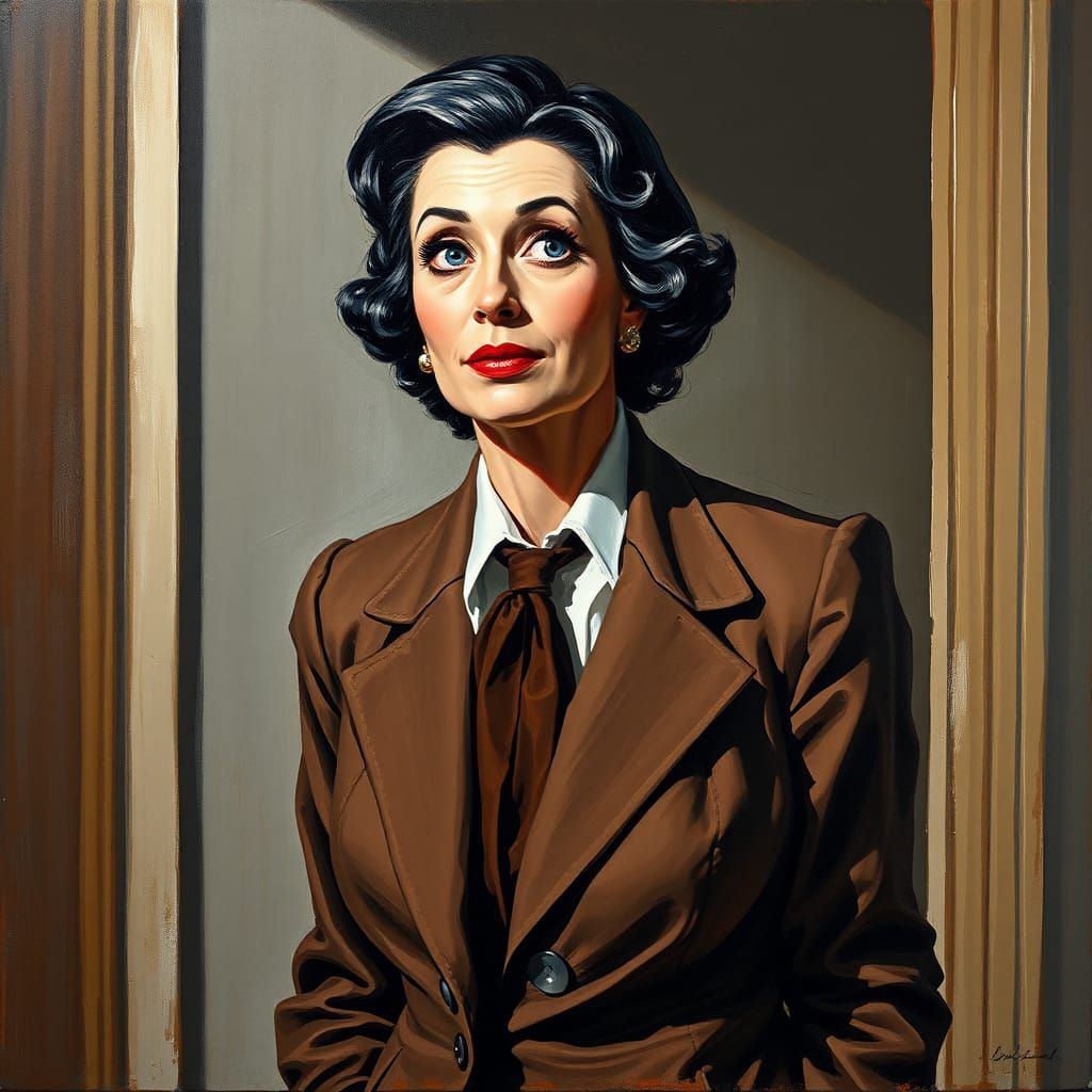 Elegant Woman in Doorway: Impressionistic Oil Painting