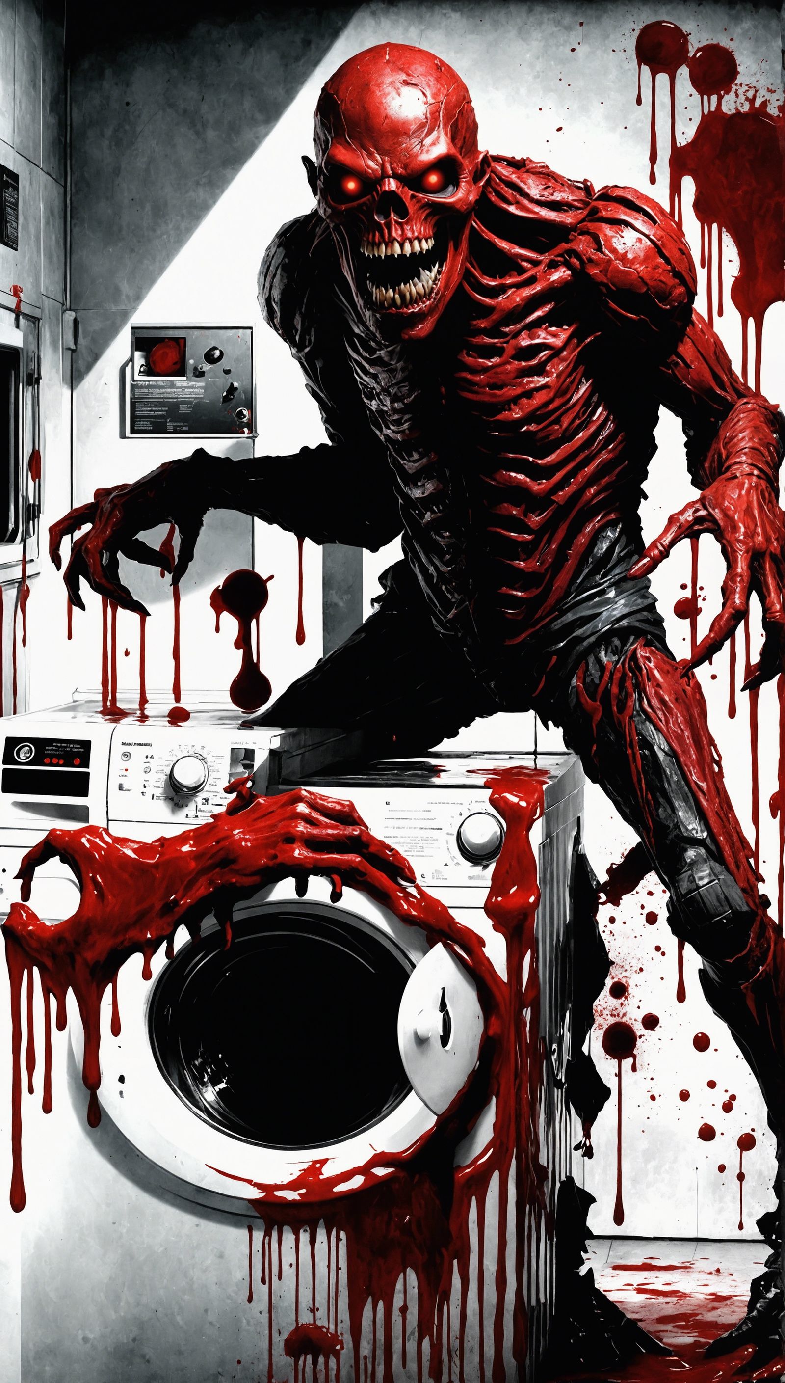 Creepy Laundry Room: A Horror Concept Art