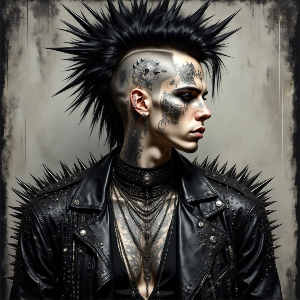 Metalhead Asian Man in Gothic Punk Style