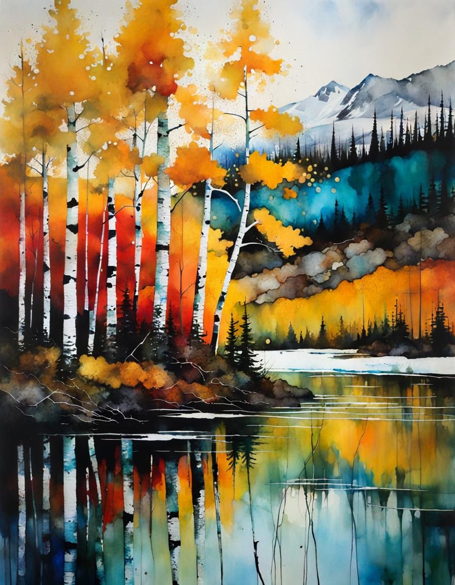 Yukon Territory Alcohol Ink Encaustic Painting